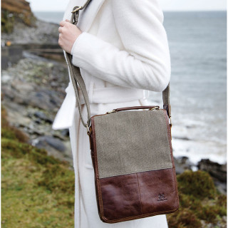 Aran Woolen Mills Large Canvas And Leather Bag