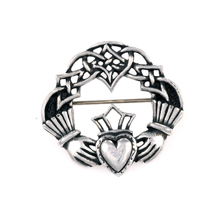 Broche Claddagh Etain