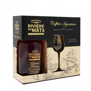 Coffret Rivière du Mât Grande Réserve 70cl 40° + 2 Verres