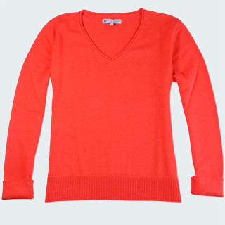 Pull Col V Coton Orange Sanguine Out Of Ireland