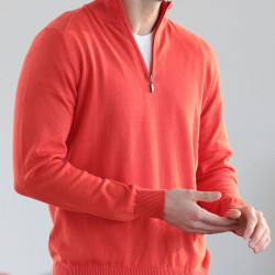 Out Of Ireland Blood Orange 1/2 Zip Collar Sweater