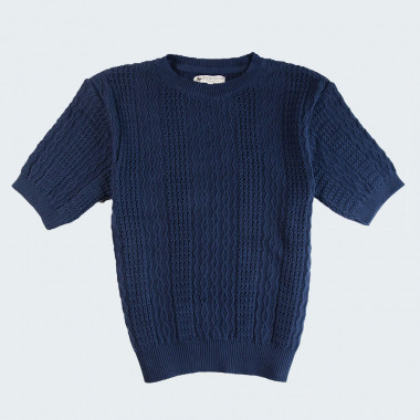 Out Of Ireland Navy Blue Short Sleeve Mary Sweater