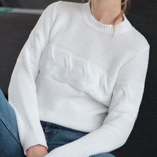 Out Of Ireland White Horizontal Twist Sweater