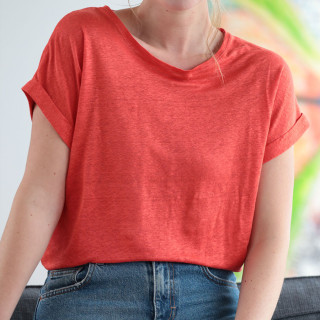 T-Shirt Lin Col Rond Rouge Out Of Ireland