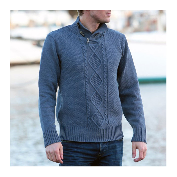 Pull homme col montant torsade jeans out of ireland