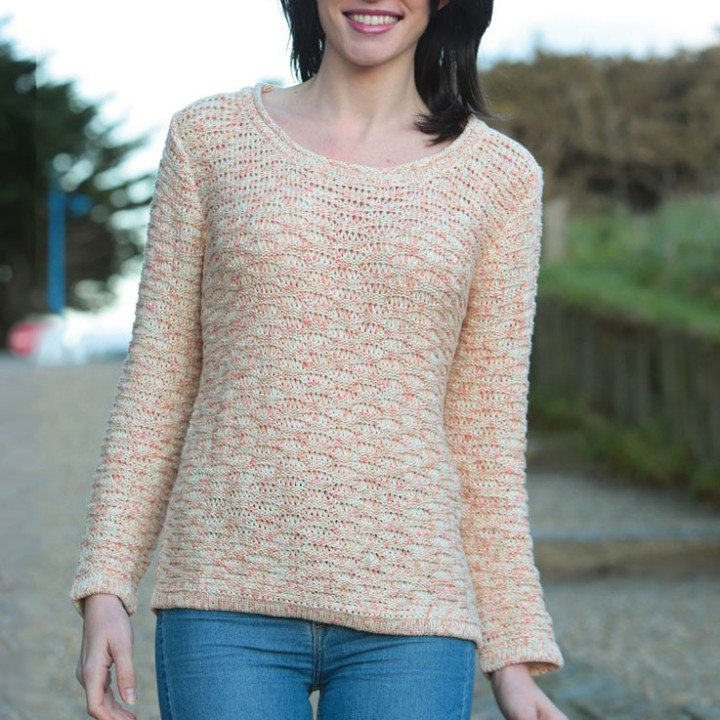 Out of Ireland Pink Beige Textured Stitch Jumper