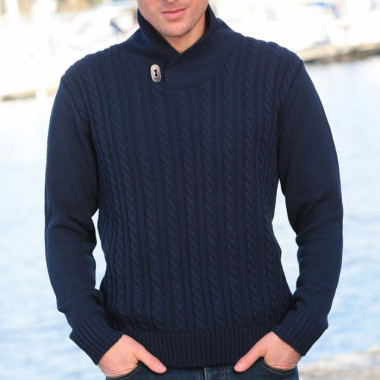 Out Of Ireland Cable Knit Navy Jumper