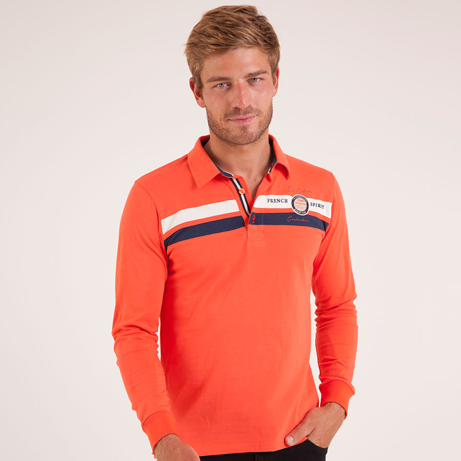 Polo Manches Longues French Spirit Rouge Orangé Camberabero