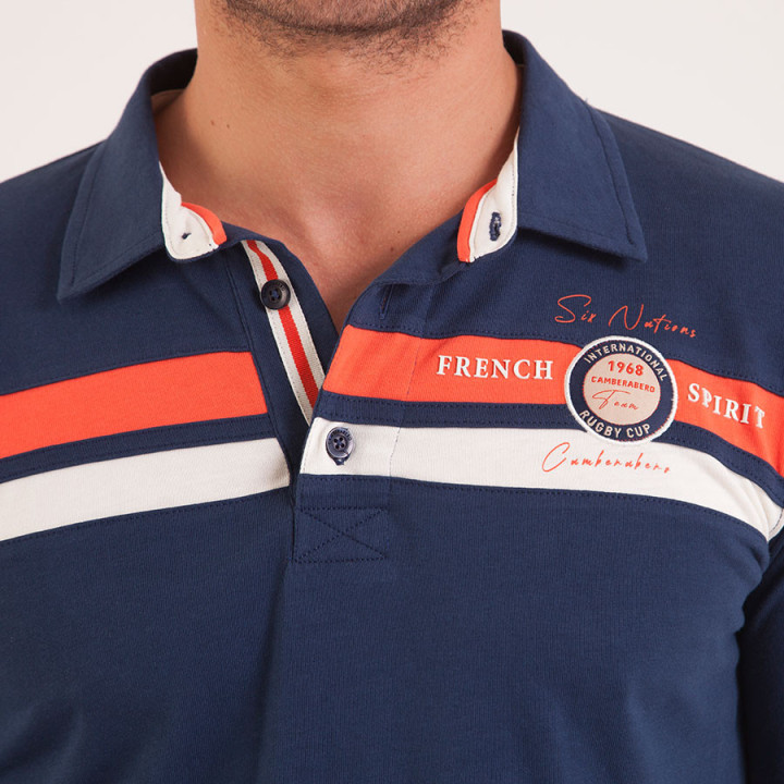Polo homme manches longues french spirit marine hh22