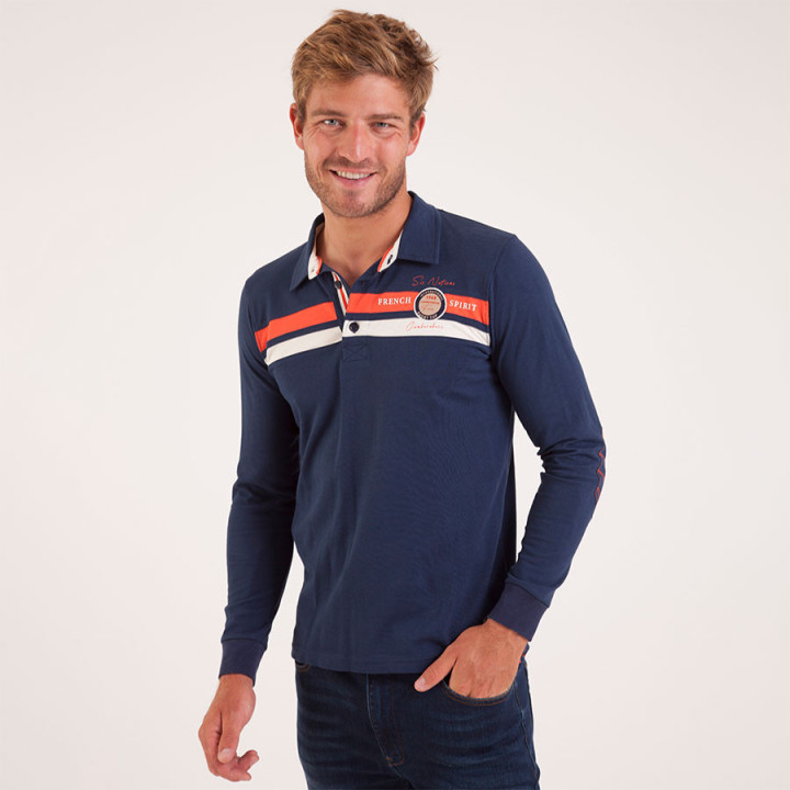 Polo homme manches longues french spirit marine hh22