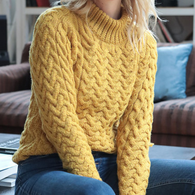 Aran Woollen Mills Yellow Gold High Neck Sweater