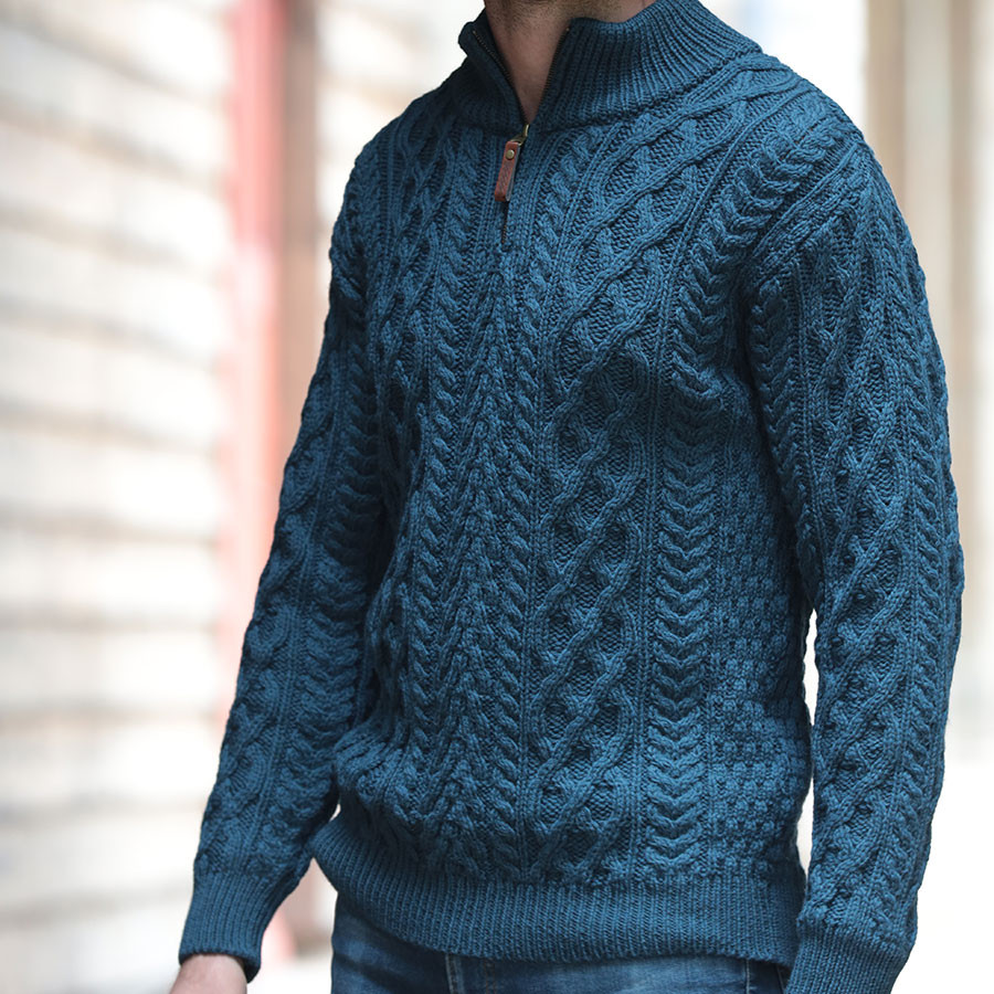 Inis Crafts Petrol Zip Sweater 