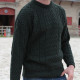 Aran Woollen Mills Dark Green Round Collar Sweater