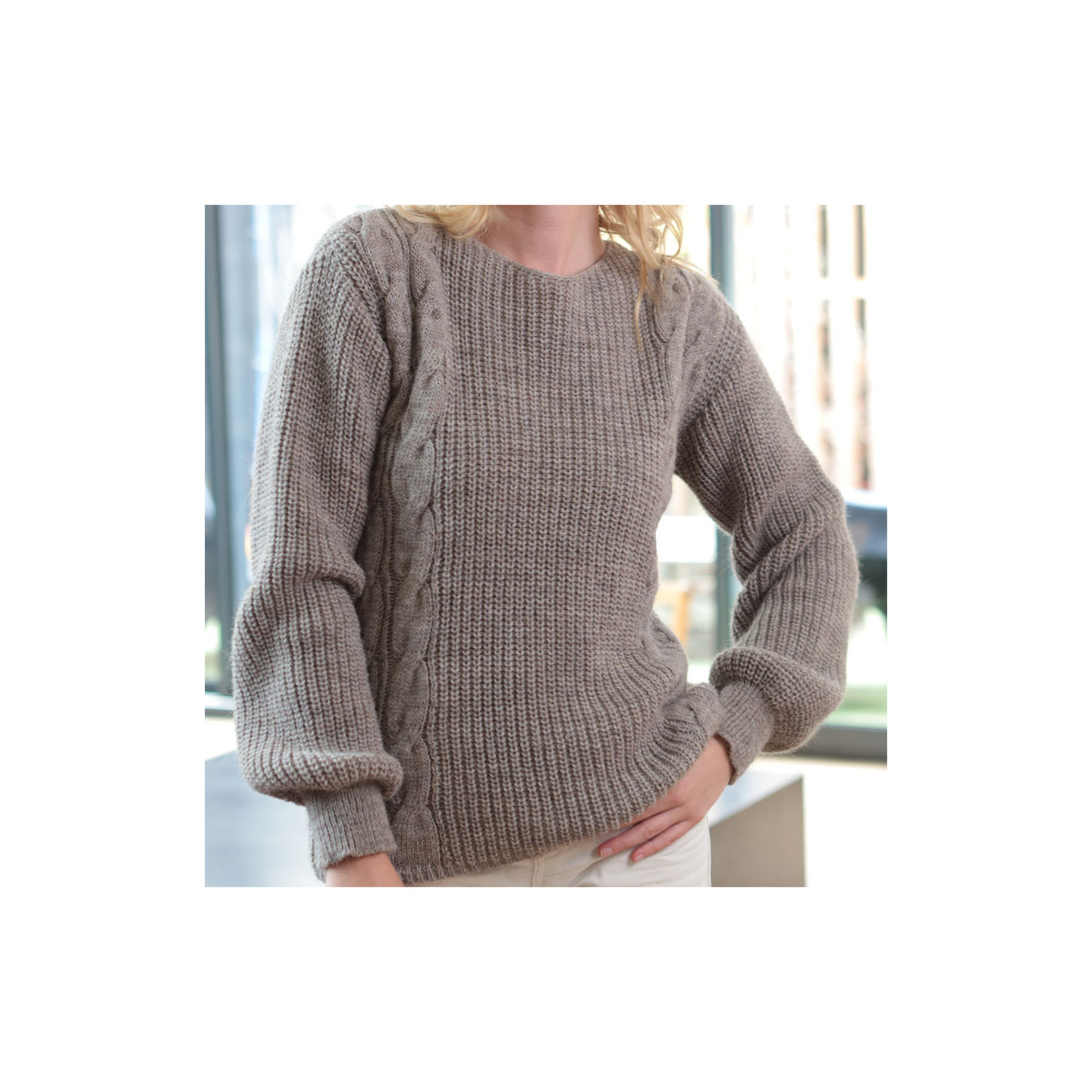 Out of Ireland Cable-knit Taupe Sweater