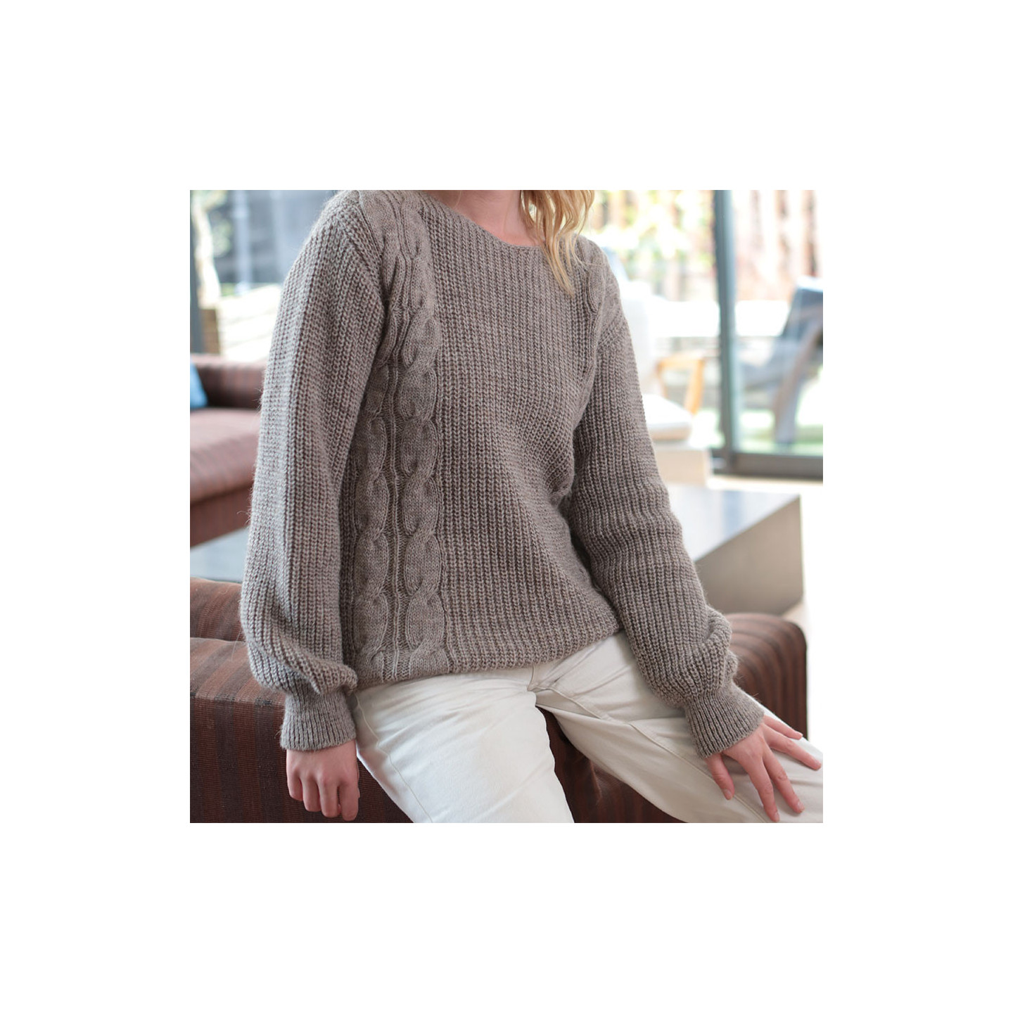 Out of Ireland Cable-knit Taupe Sweater