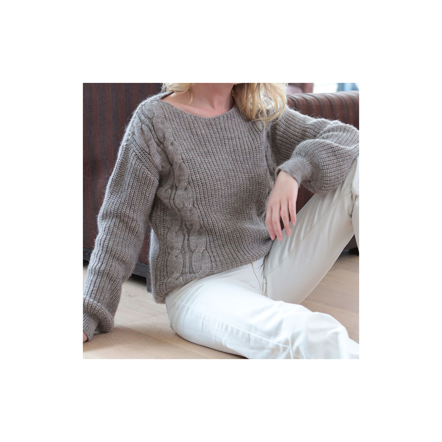 Out of Ireland Cable-knit Taupe Sweater