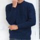 Aran Woollen Mills Indigo Round Collar Aran Sweater