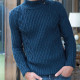 Aran Woollen Mills Petrol Buttoned High Collar Sweater