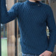 Aran Woollen Mills Petrol Buttoned High Collar Sweater