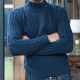 Aran Woollen Mills Petrol Buttoned High Collar Sweater