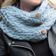 Aran Woollen Mills Ice Blue Button Snood