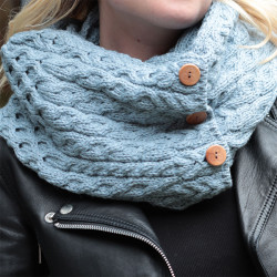 Aran Woollen Mills Ice Blue Button Snood