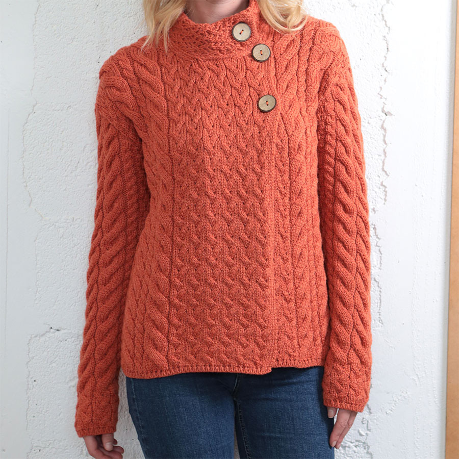 Aran Woollen Mills Orange High Collar 3 