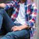 Chemise Flanelle Damier Marine et Rouge Out Of Ireland