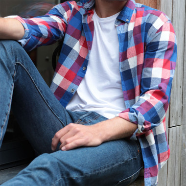 Chemise Flanelle Damier Marine et Rouge Out Of Ireland