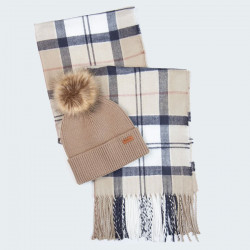 Barbour Rosewood Dover Beanie and Scarf Set