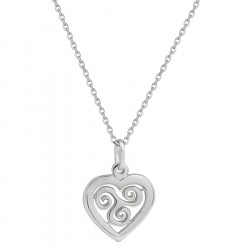 Keltiek Heart and Triskel Pendant With Chain