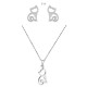 Keltiek Jewellery Set Cat Earrings, Pendant and Chain