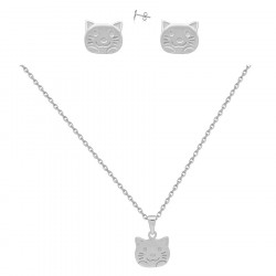 Keltiek Jewellery set Cat Face Earrings, Pendant and Chain