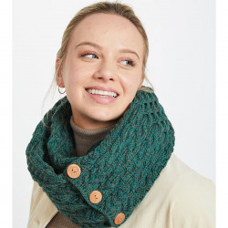 Aran Woollen Mills Green Button Snood