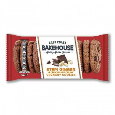 Cookies chunk choc & ginger 160g east coast bakehouse
