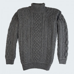 Pull Col Roulé Gris Aran Woollen Mills