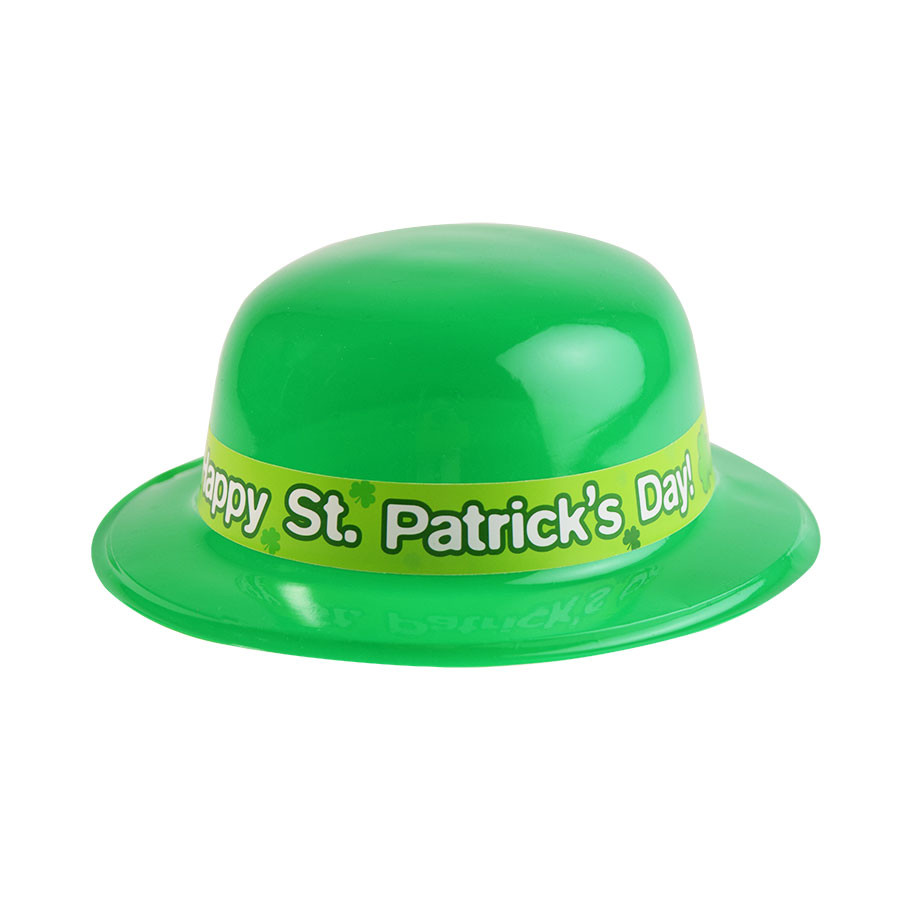 Chapeau Plastique melon Paillettes vert Saint Patrick