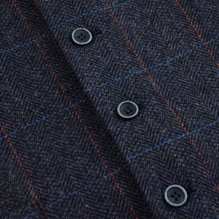 Gilet Laine Mélangée Carreaux Marine Emerald Isle Weaving