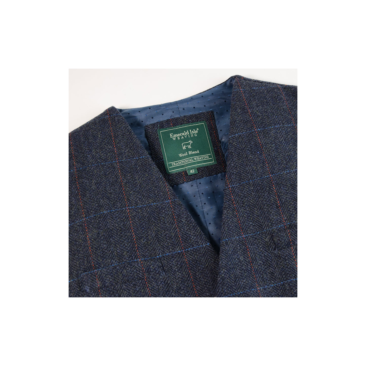 Gilet Laine Mélangée Carreaux Marine Emerald Isle Weaving