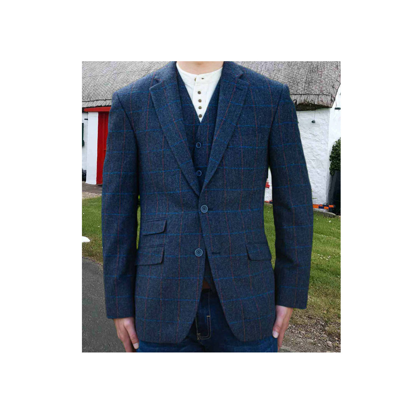 Veste Laine Mélangée Carreaux Marine Emerald Isle Weaving