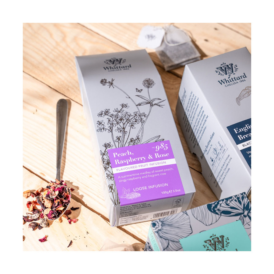 Whittard of Chelsea Peach Raspberry and Rose Infusion 110g - Fruity ...