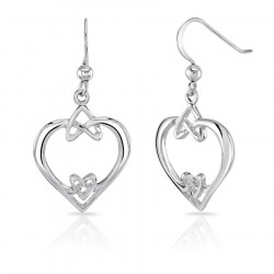 Heart and Knot Silver Earrings