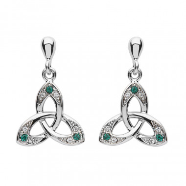 Boucles d'Oreilles Trinity Knot Vert Shanore