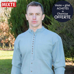 Chemise Bleu Gris Col Officier Civilian