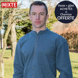 Chemise Bleu Encre Col Officier Civilian