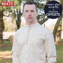 Chemise Coton Ecru Col Officier Civilian