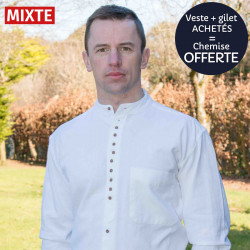 Chemise Irlandaise Blanche Col Officier Civilian