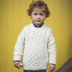 Aran Woollen Mills Child Supersoft Round Neck Ecru Sweater