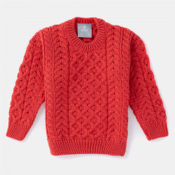 Aran Woollen Mills Child Supersoft Round Neck Red Sweater