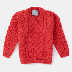 Pull Enfant Supersoft Col Rond Rouge Aran Woollen Mills